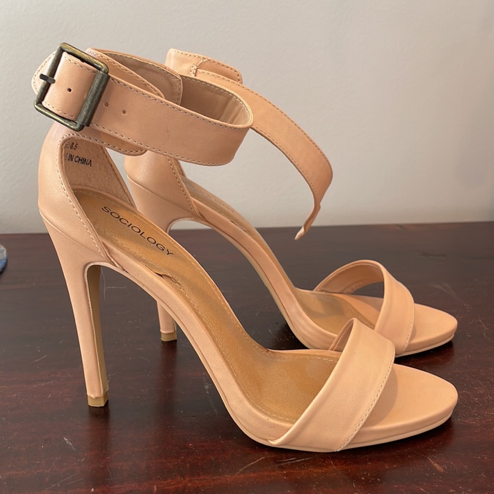 Sociology // Nude Stilettos Open-Toe // 8.5